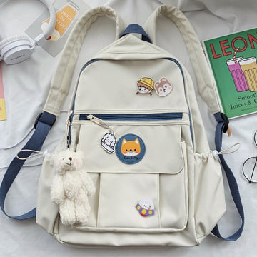 Kylethomasw  College Book Lady Badge Backpack Kawaii Fashion Girl School Bag Trendy Women Cute Backpack Nylon Female Harajuku Bag Student New